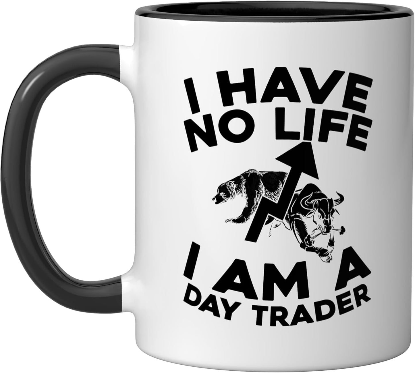 Taza cerámica para day trading en negro/blanco