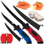 Juego cuchillos pesca filete cepillo escamas tijeras guantes