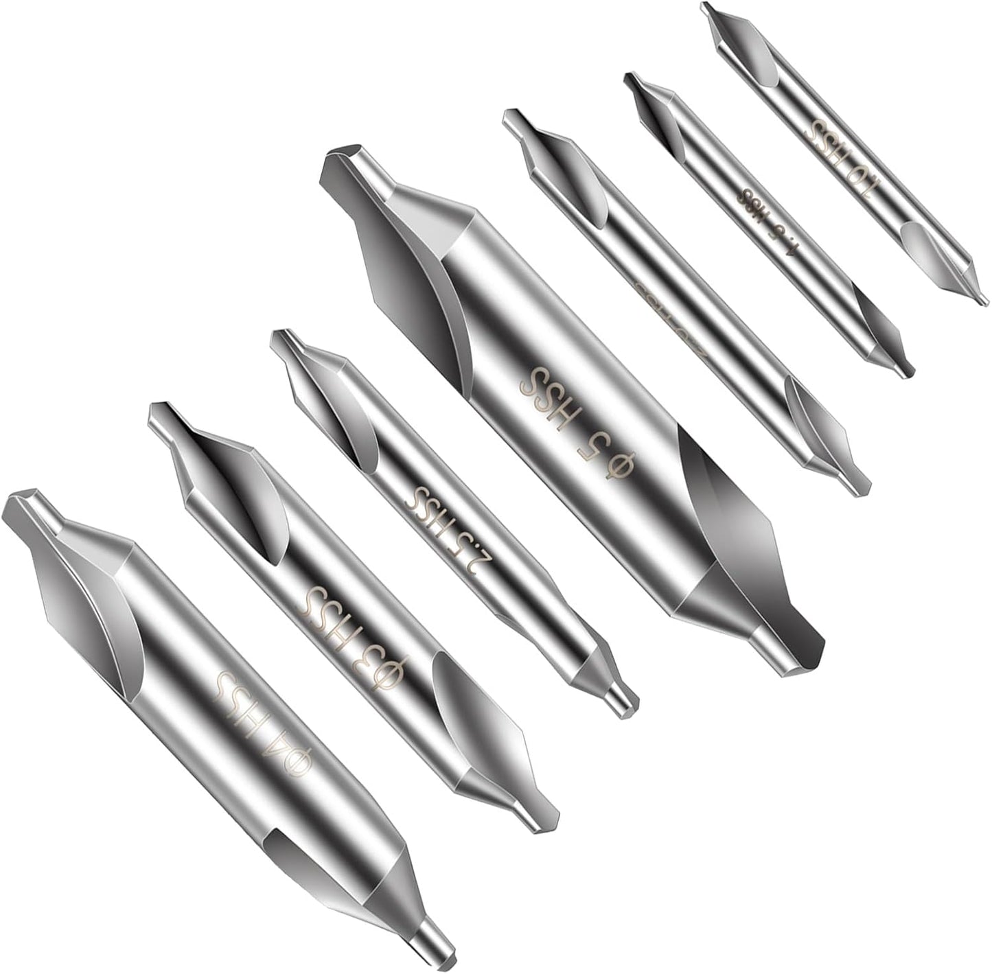 7 Pzas Broca Centrado Acero HSS 60° para Torno CNC
