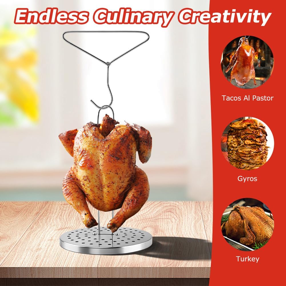 Soporte freidora pavo acero inox vertical con mango cromado
