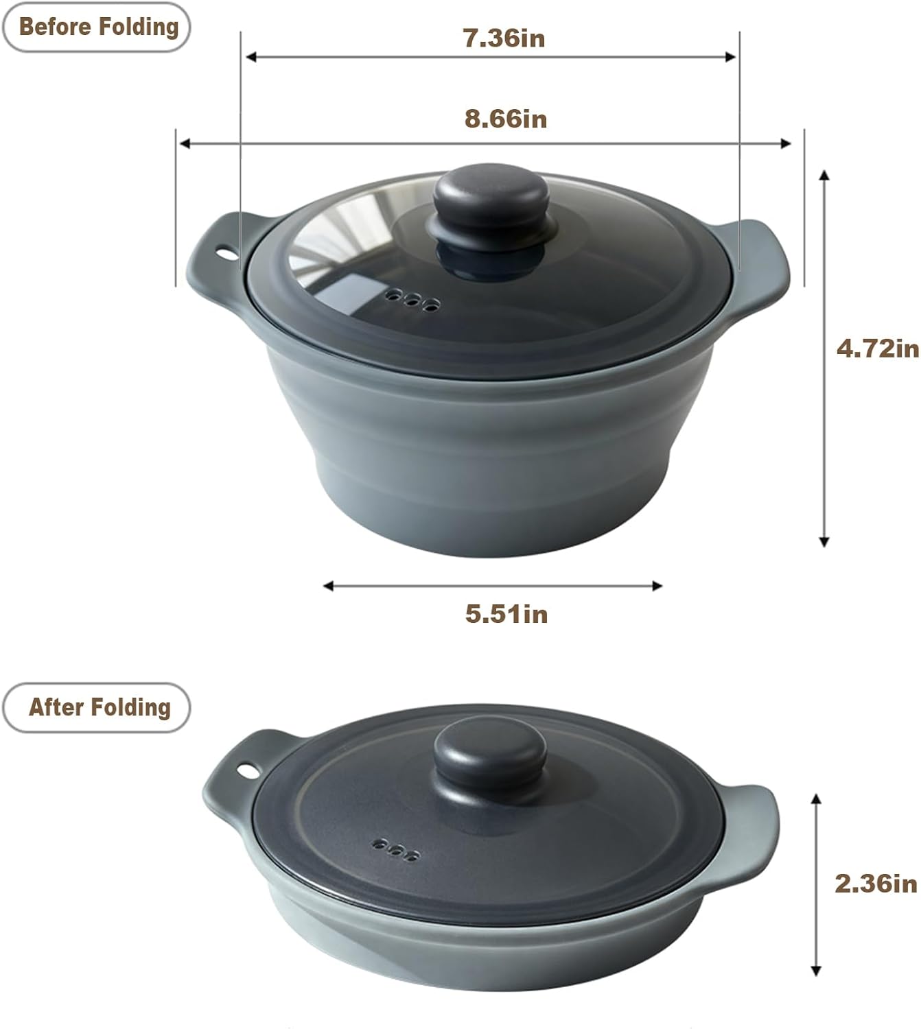 Vaporizador de silicona para microondas 42 oz con asa y tapa sin BPA