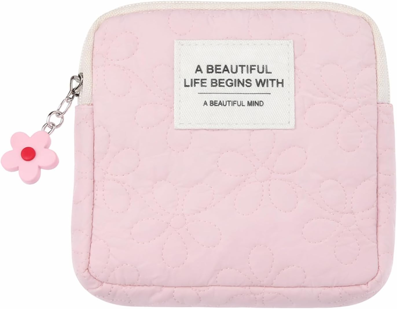 Bolso rosa estampado floral con cremallera para cosméticos niñas