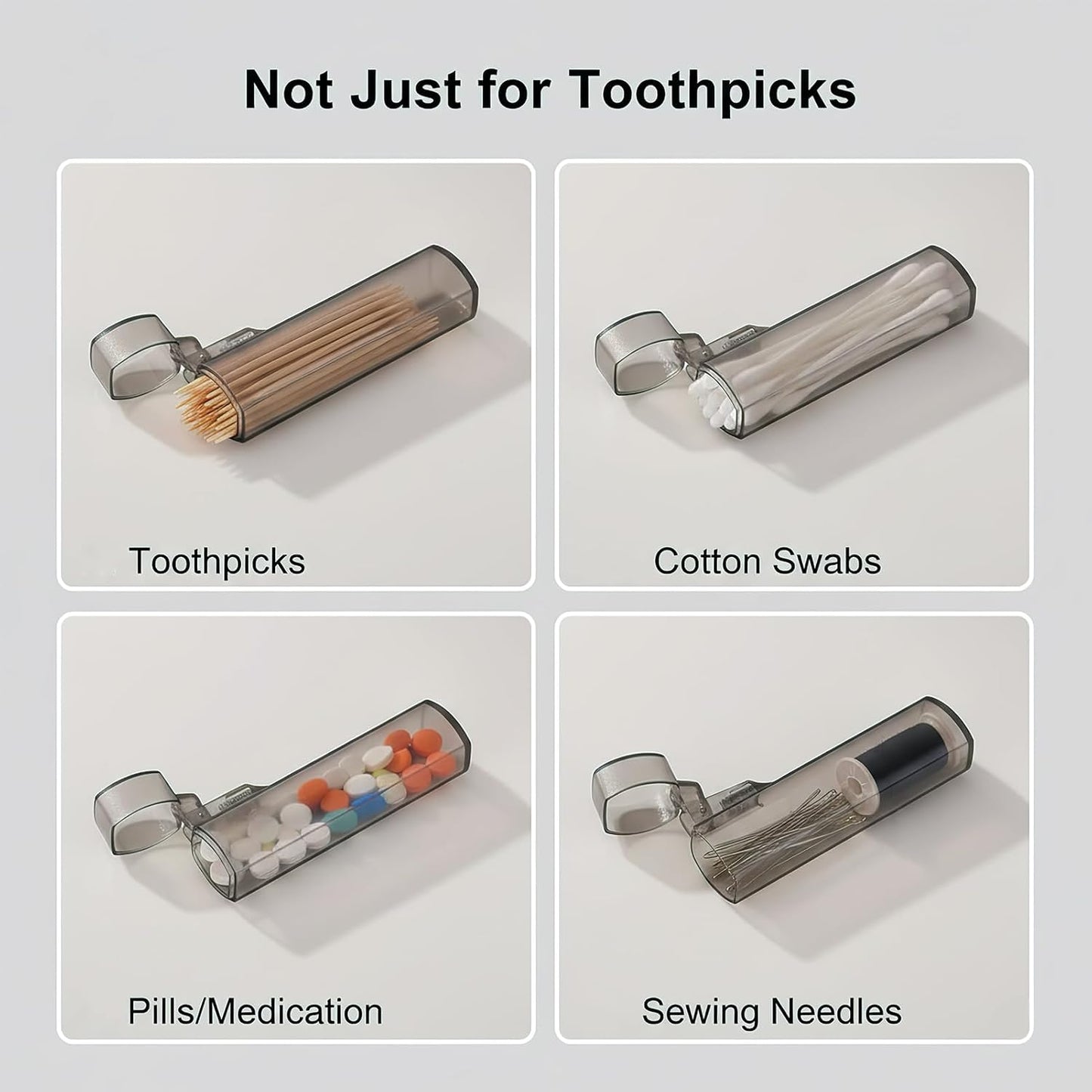 Dispensador palillos dientes viaje estuche plástico transparente