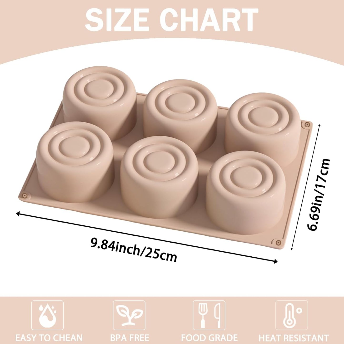 Moldes silicona mousse redondo 6 cavidades pasteles dulces