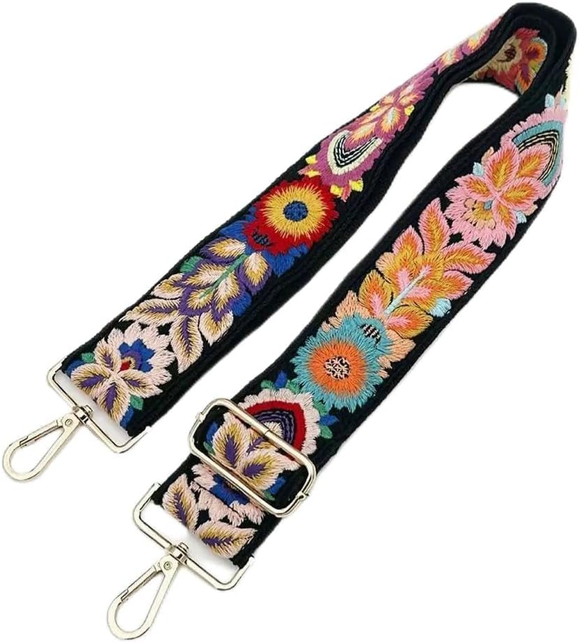 Cartera bandolera ajustable con correa tejida colorida 2pulg
