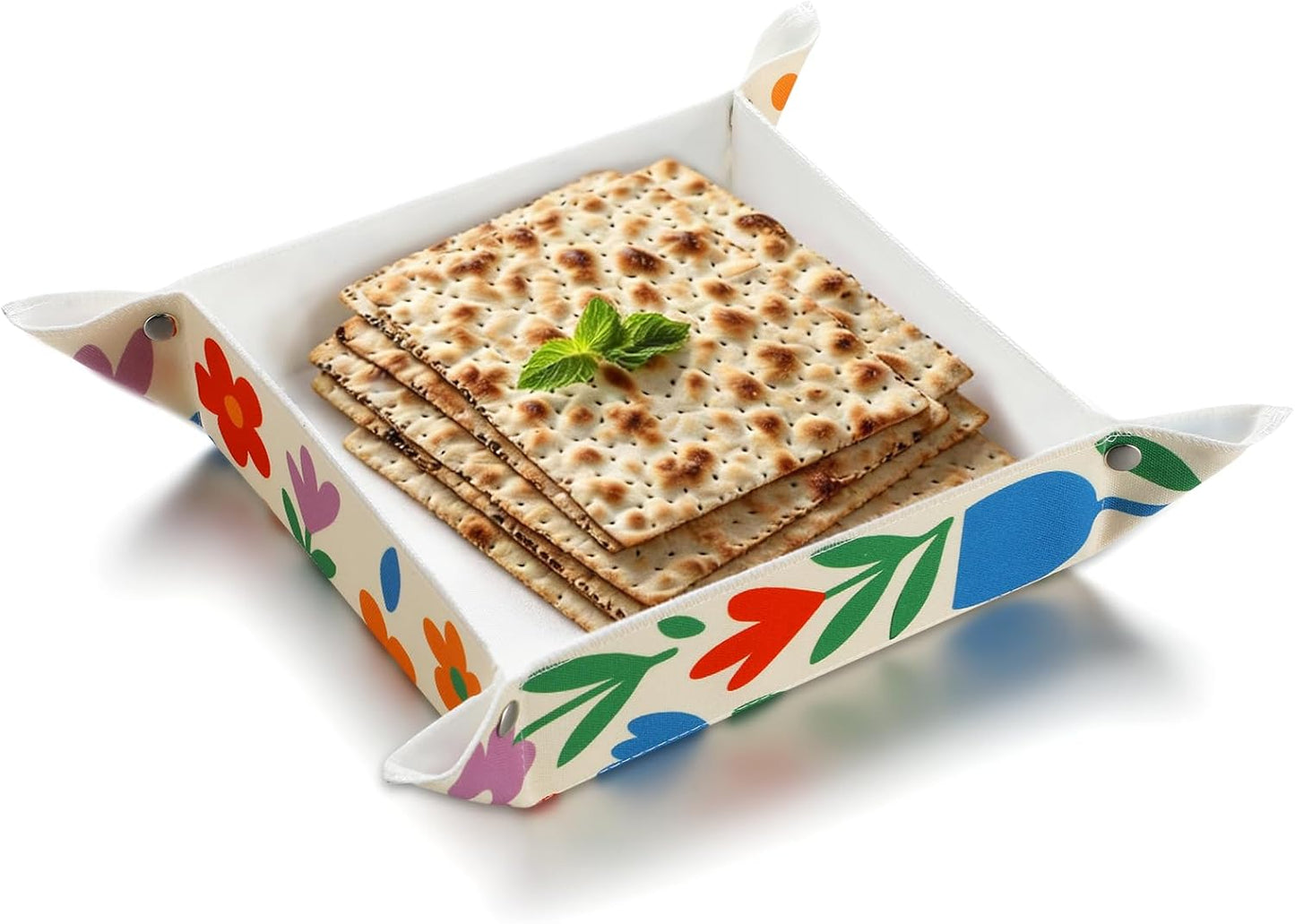 Bandeja cuadrada de Matzah para Pascua, cesta plegable para soporte de matzá