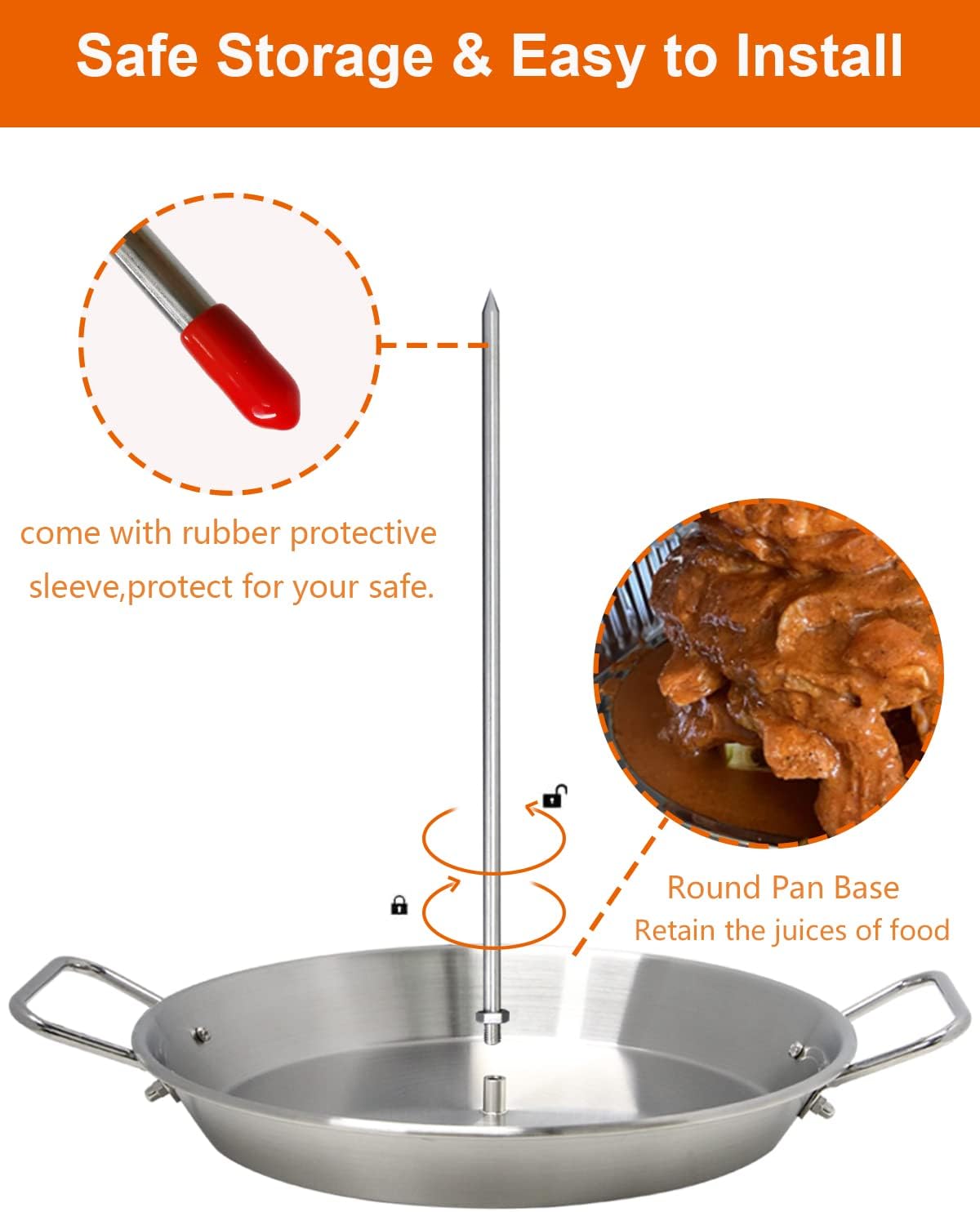 Soporte brocheta al pastor acero inox para horno