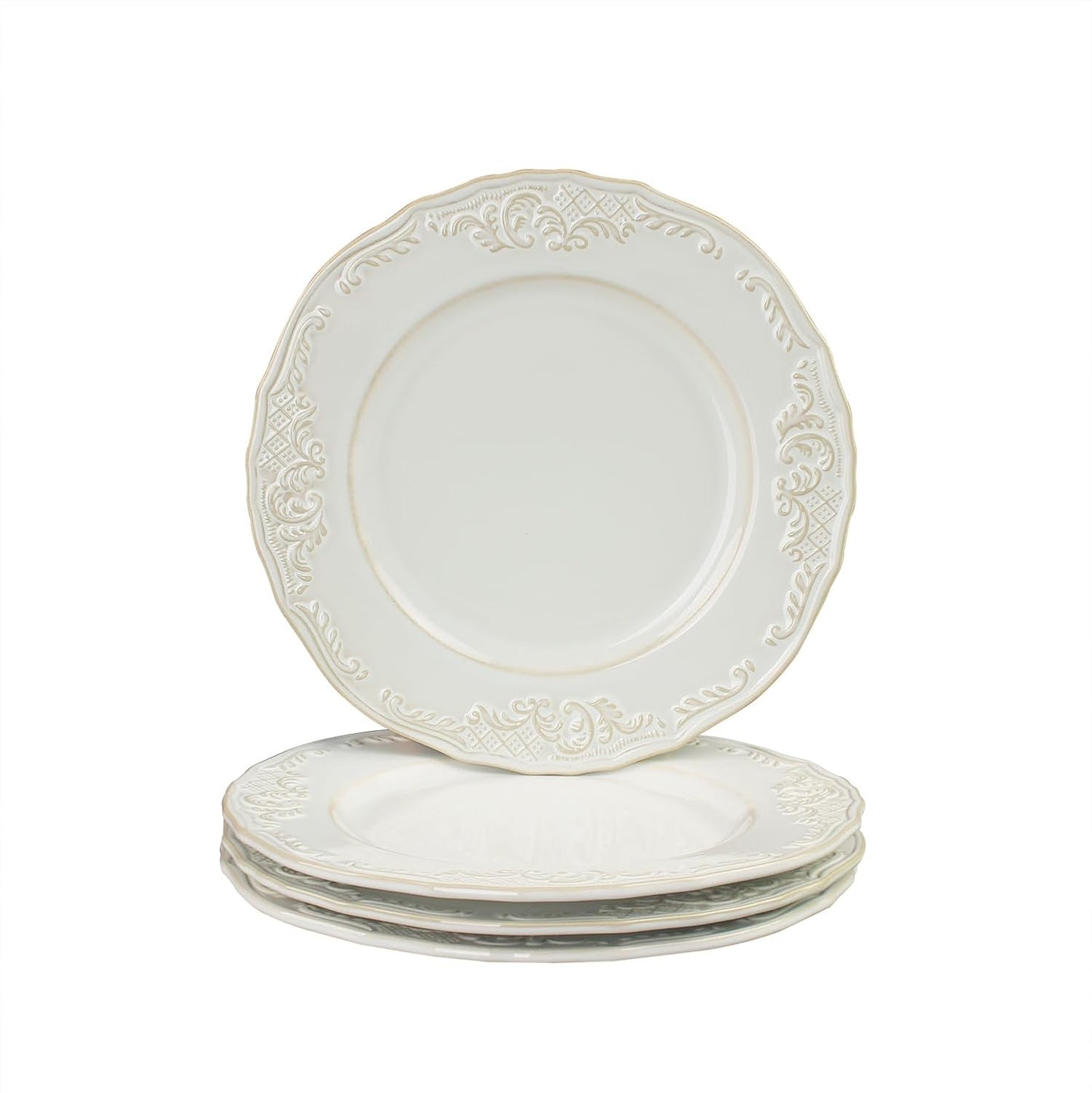 Set 4 Pzas Platos Cerámica En Relieve Microondas