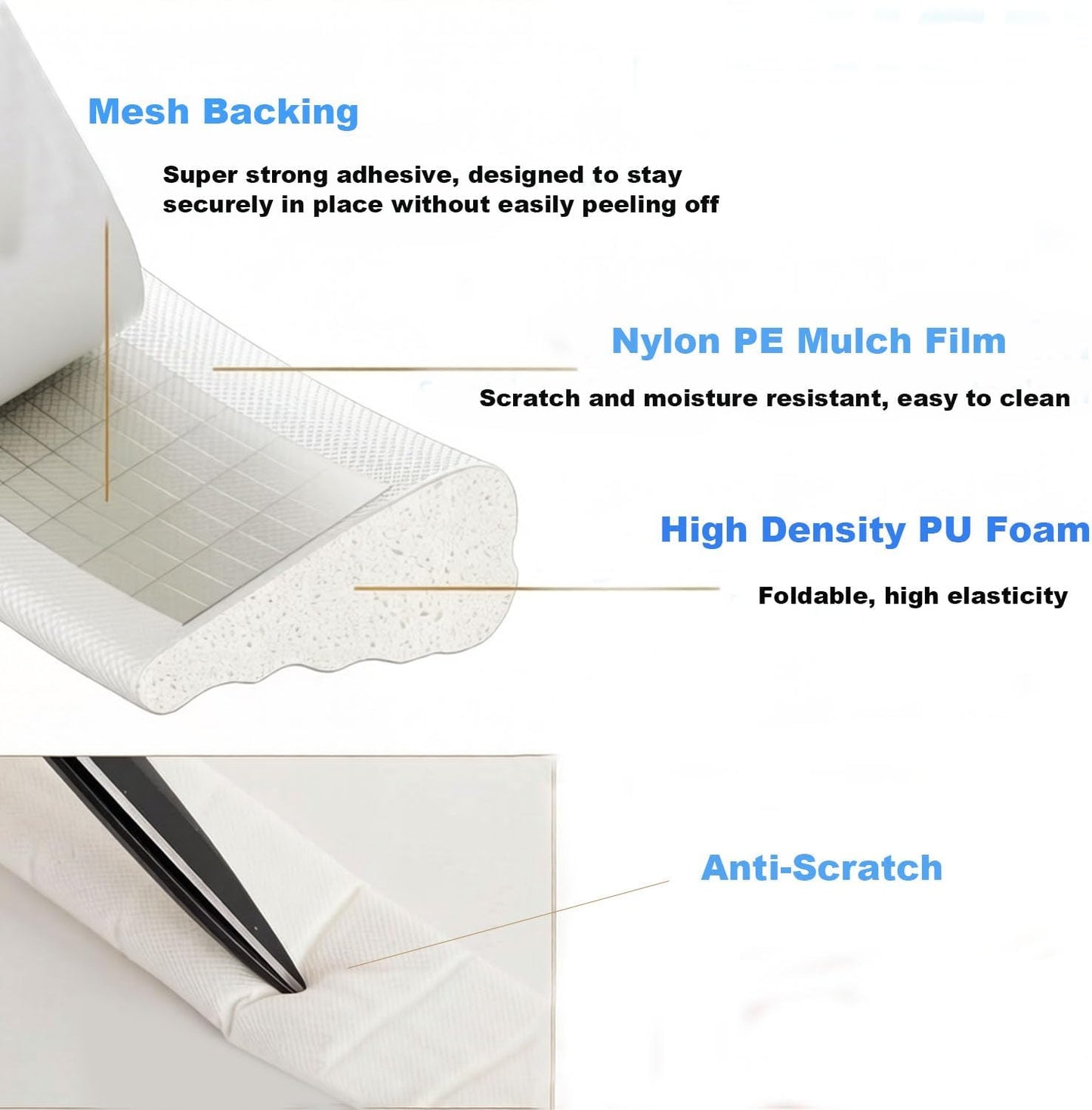 Sello espuma V 20ft blanco para puerta exterior