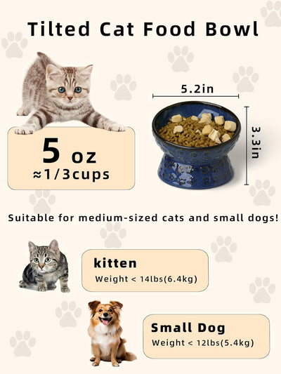 Cuenco elevado cerámica para gatos perros pequeños 15°