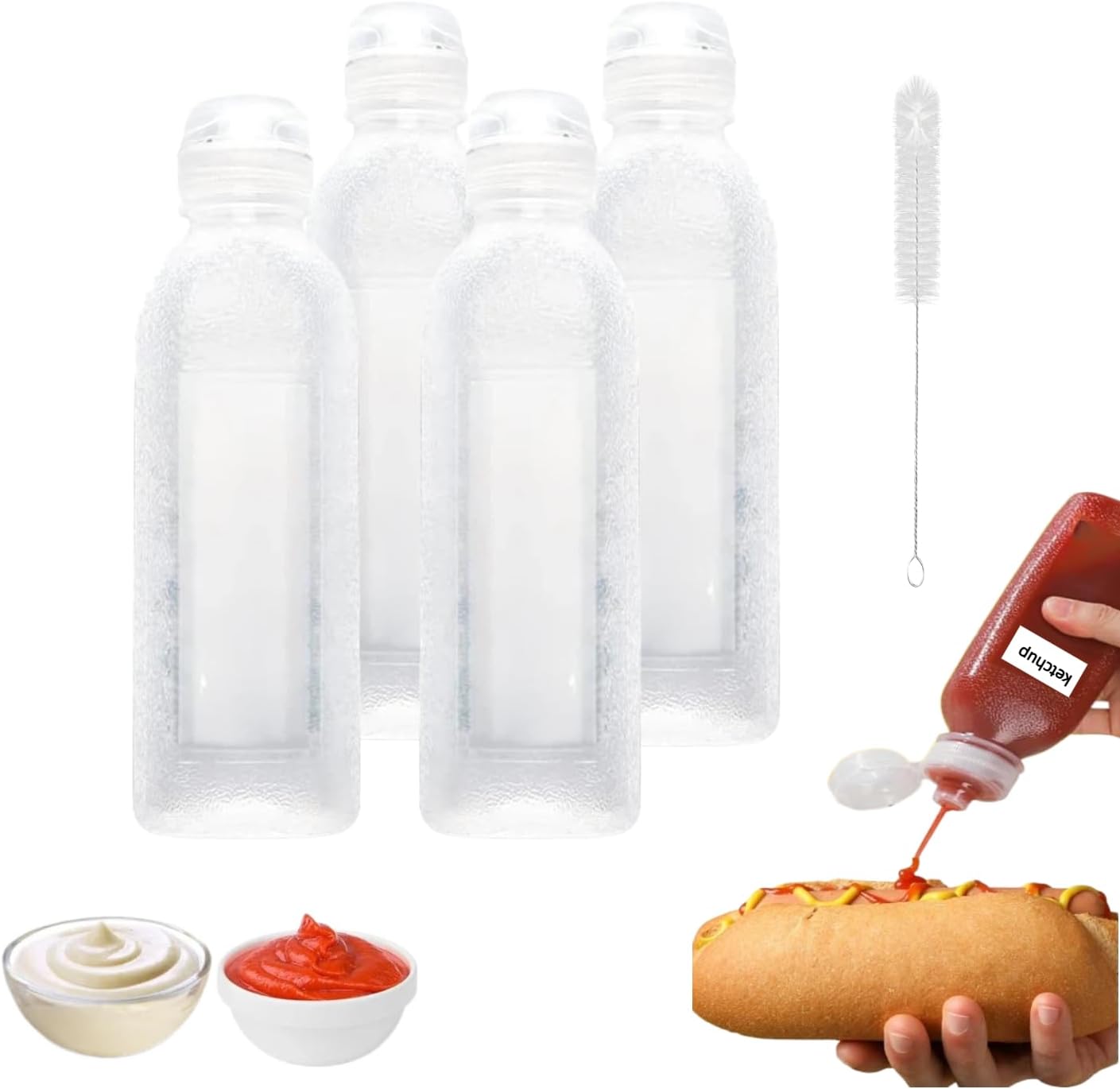 4 Pzas Botellas Silicón Alimenticio con Marcas