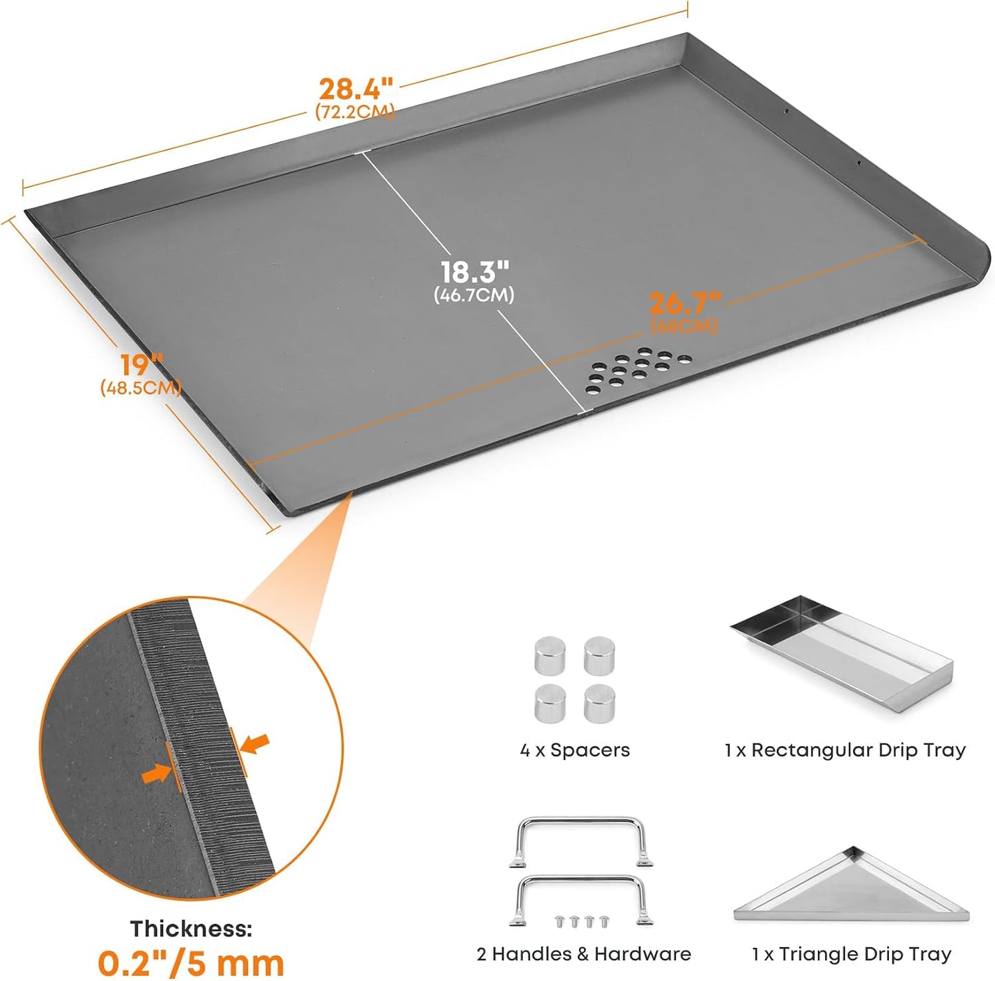 Plancha estufa 30pulg gas/cerámico con bandejas