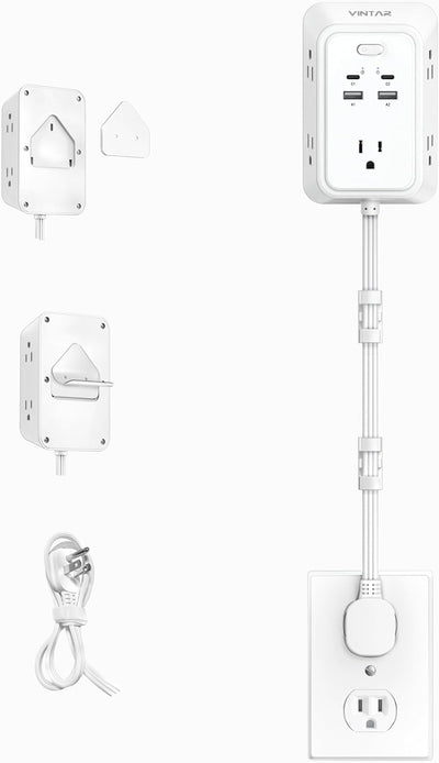 Extensor corriente 18pulg con 5 puertos CA y 4 USB (2 USB C) 1800J