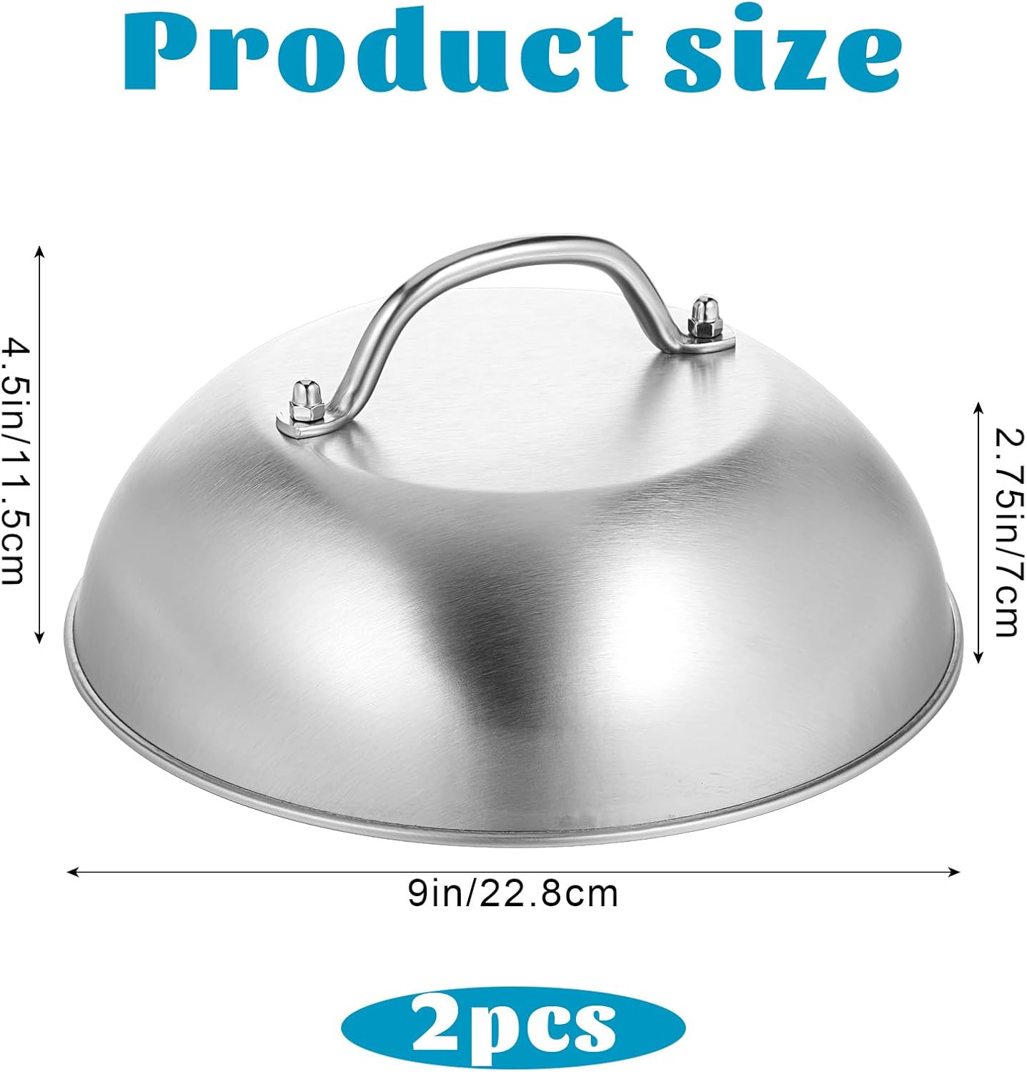 2 Tapas Wok Acero Inox 9pulg Cúpula Queso Fundido