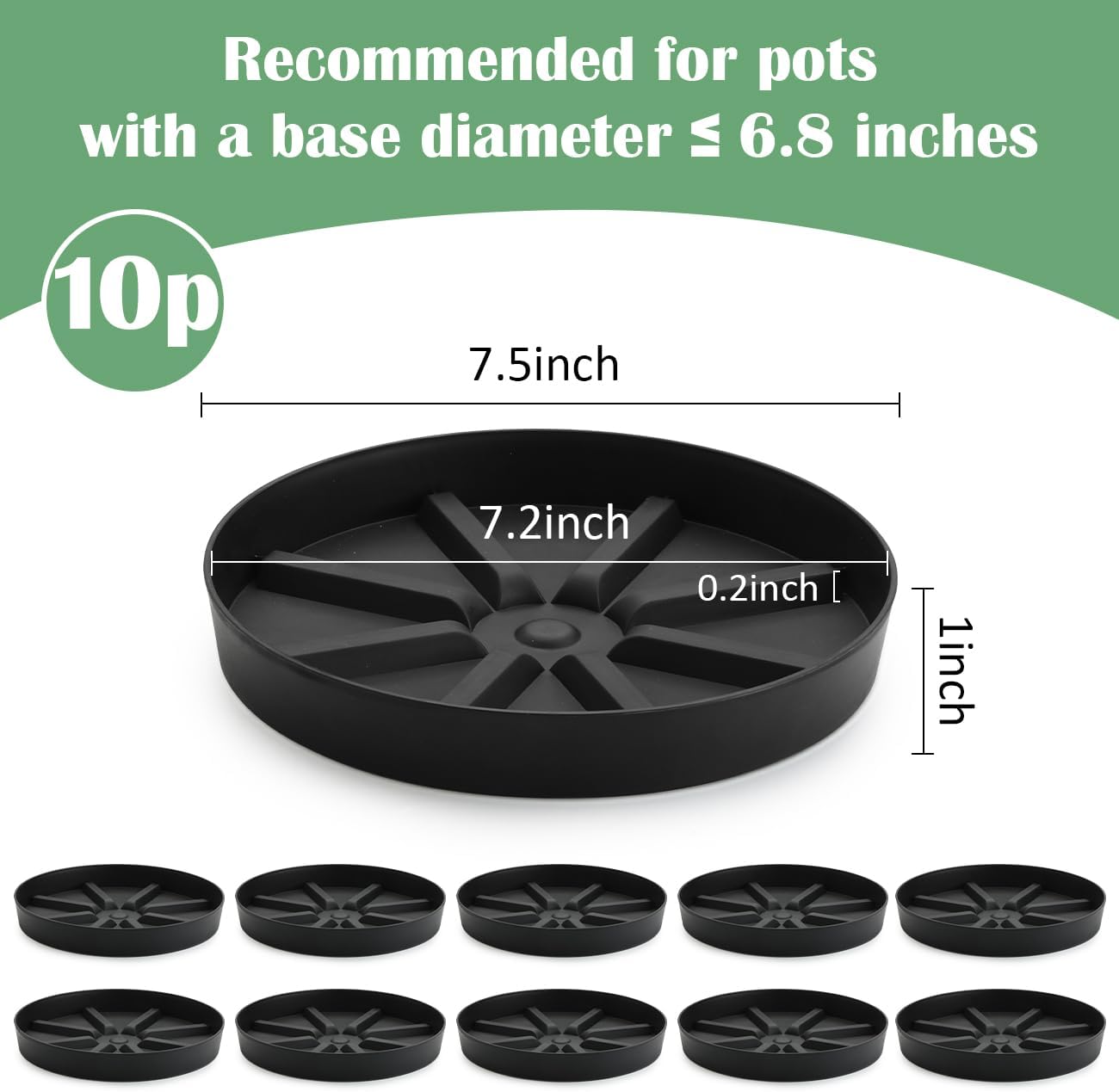 Platillo elevado para plantas 7.5pulg base alta diseño profundo