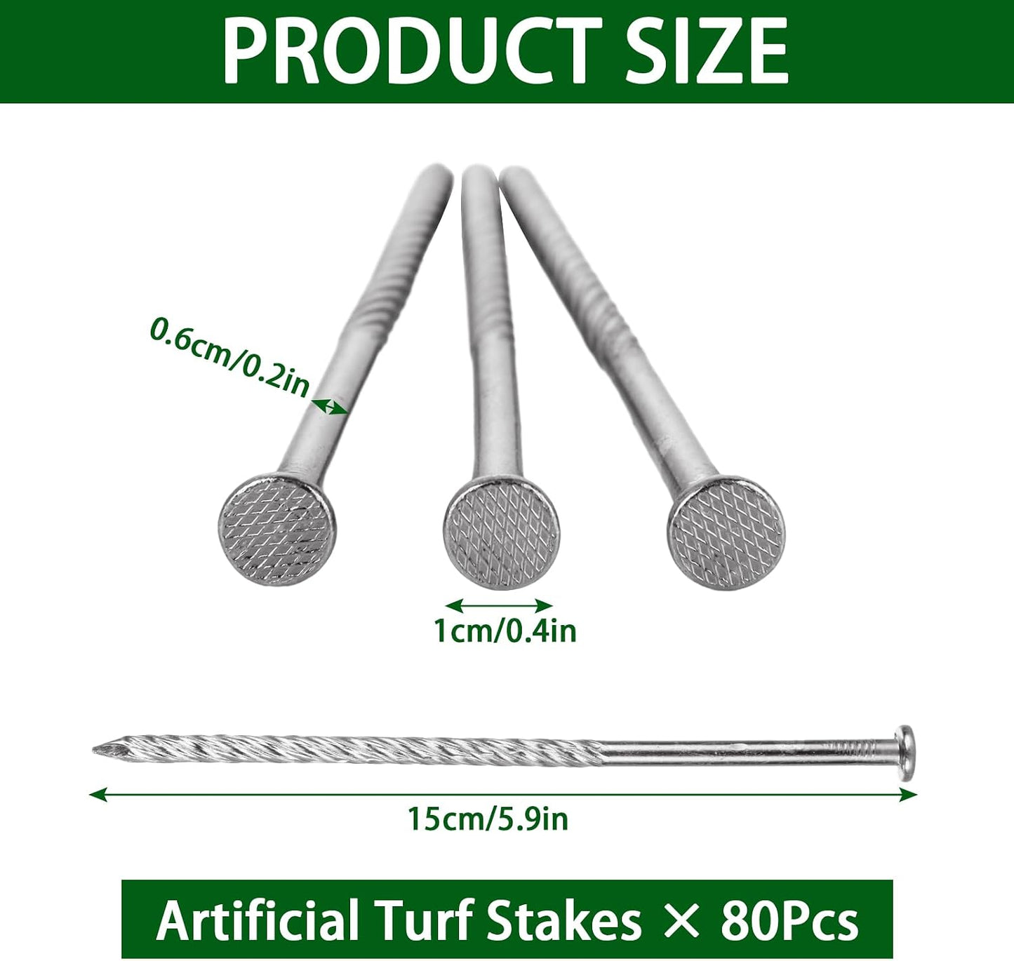 80 Estacas Césped Artificial 6pulg Acero Galvanizado No Oxidan