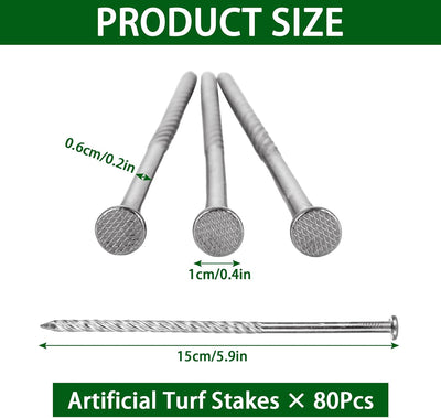 80 Estacas Césped Artificial 6pulg Acero Galvanizado No Oxidan