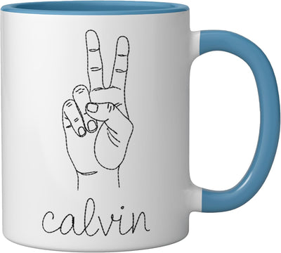 Taza cerámica Calvin Peace Sign para niños azul/blanco