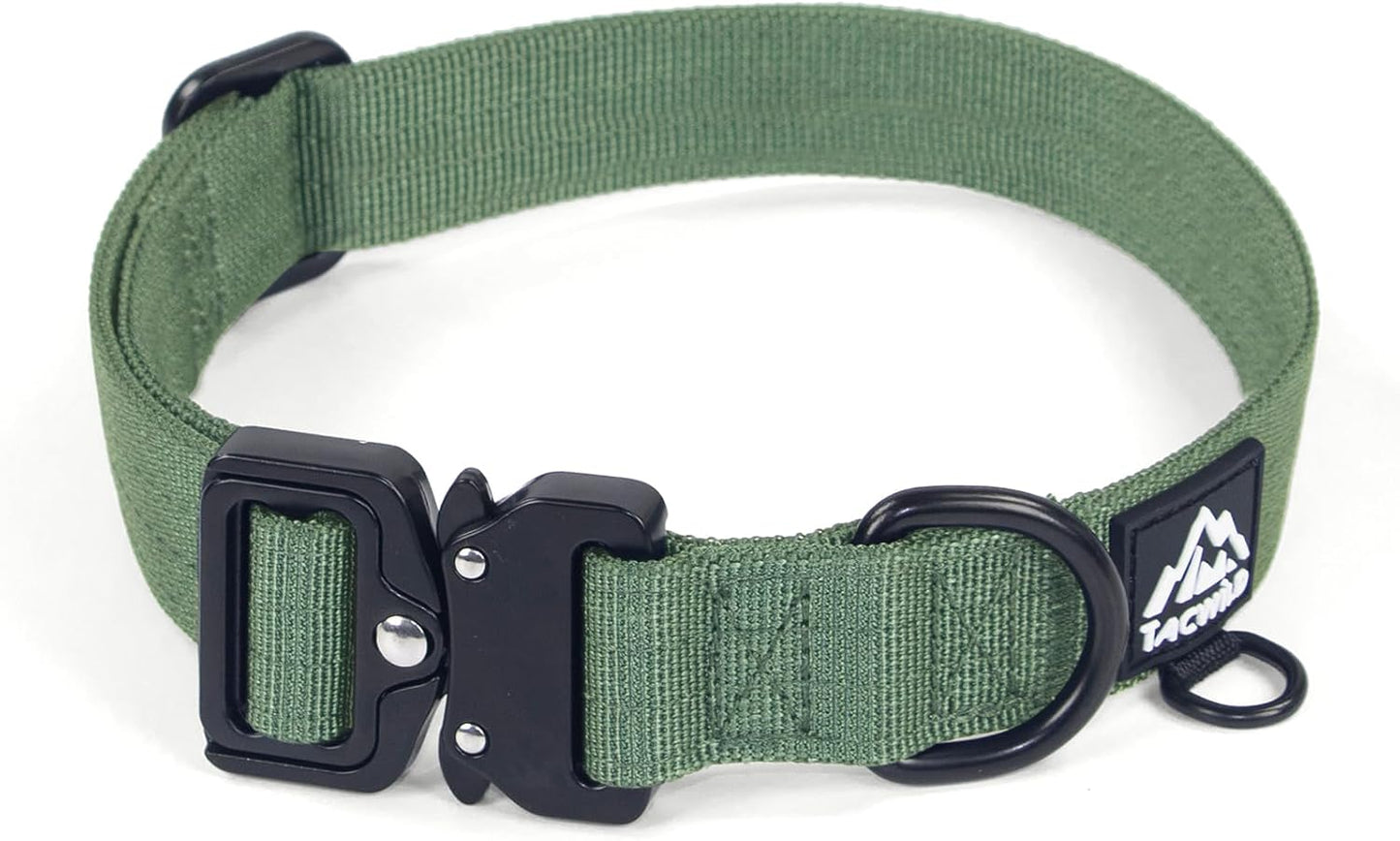 Collar perro grande ajustable a prueba de mordidas anillo D verde