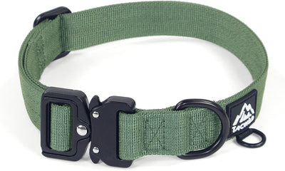 Collar perro grande ajustable a prueba de mordidas anillo D verde