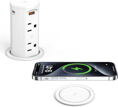 Toma corriente encimera con carga inalámbrica 15W USB C 20W