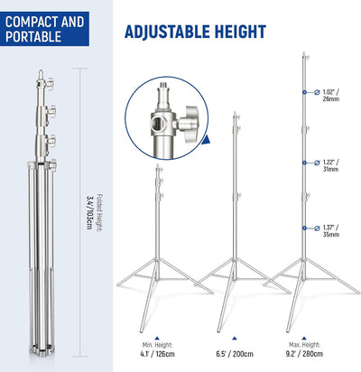 2 Pzas Soporte Luz Acero Inox 9.2ft Trípode Resistent