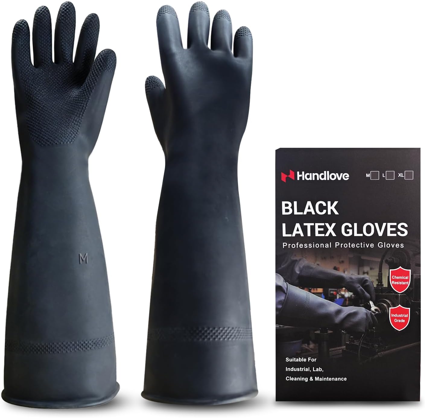 Guantes látex resistentes químicos 18pulg reutilizables