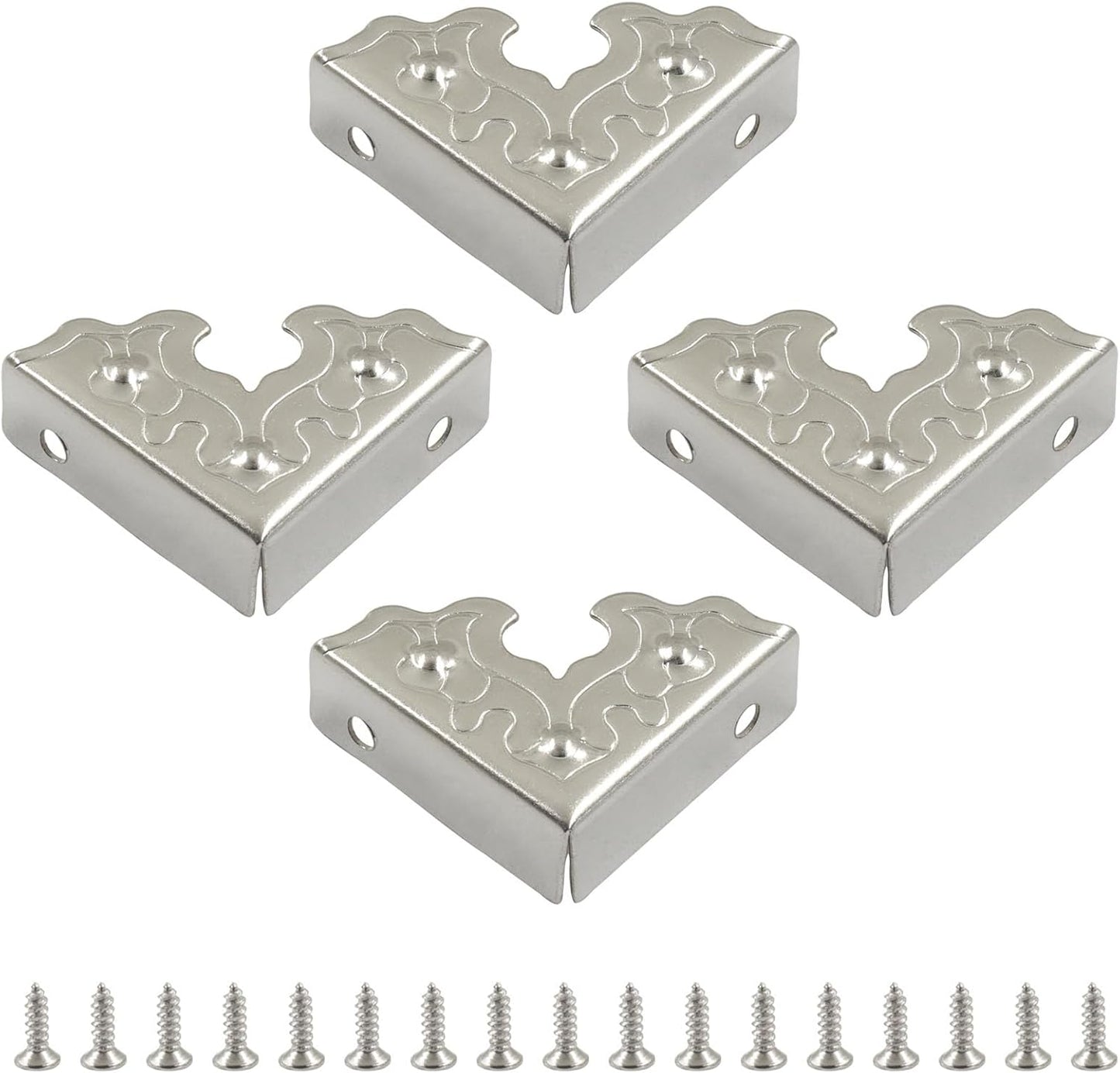 24 Protectores Esquina Metal Plateado Vintage