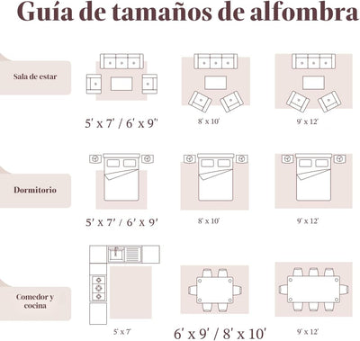 Alfombra lavable 8x10ft vintage lana sintética sala dormitorio