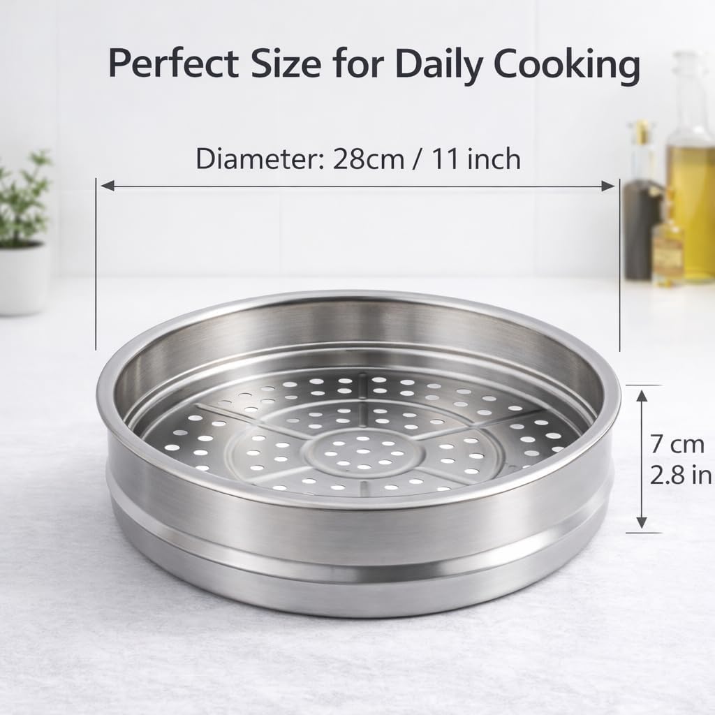 Sartén acero inox triple 4.7qt con cesta vapor 11pulg