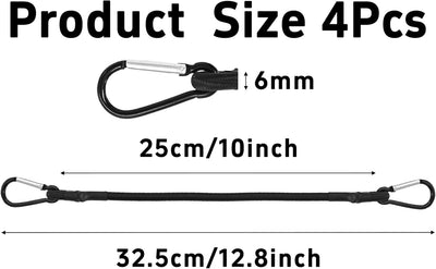 4 cuerdas elásticas 10pulg con mosquetón para bicicleta y carga