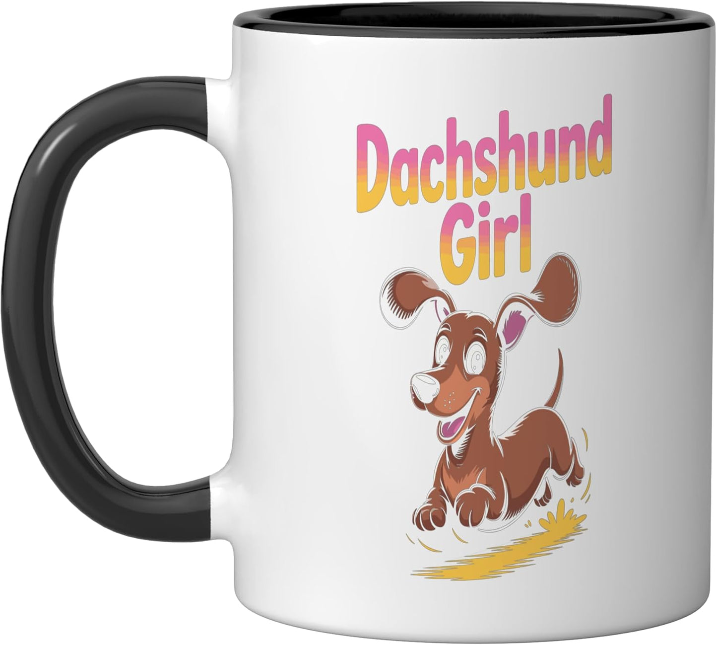 Taza Cerámica Perro Salchicha Dachshund Mujer Negro/Blanco