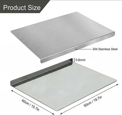 Tabla de cortar de acero inoxidable 304 para cocina en forma de L antiadherente doble cara