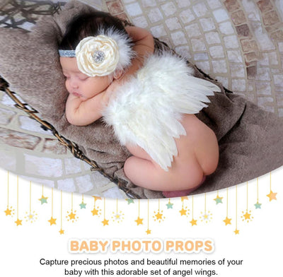 Traje foto recién nacida niña alas ángel diadema