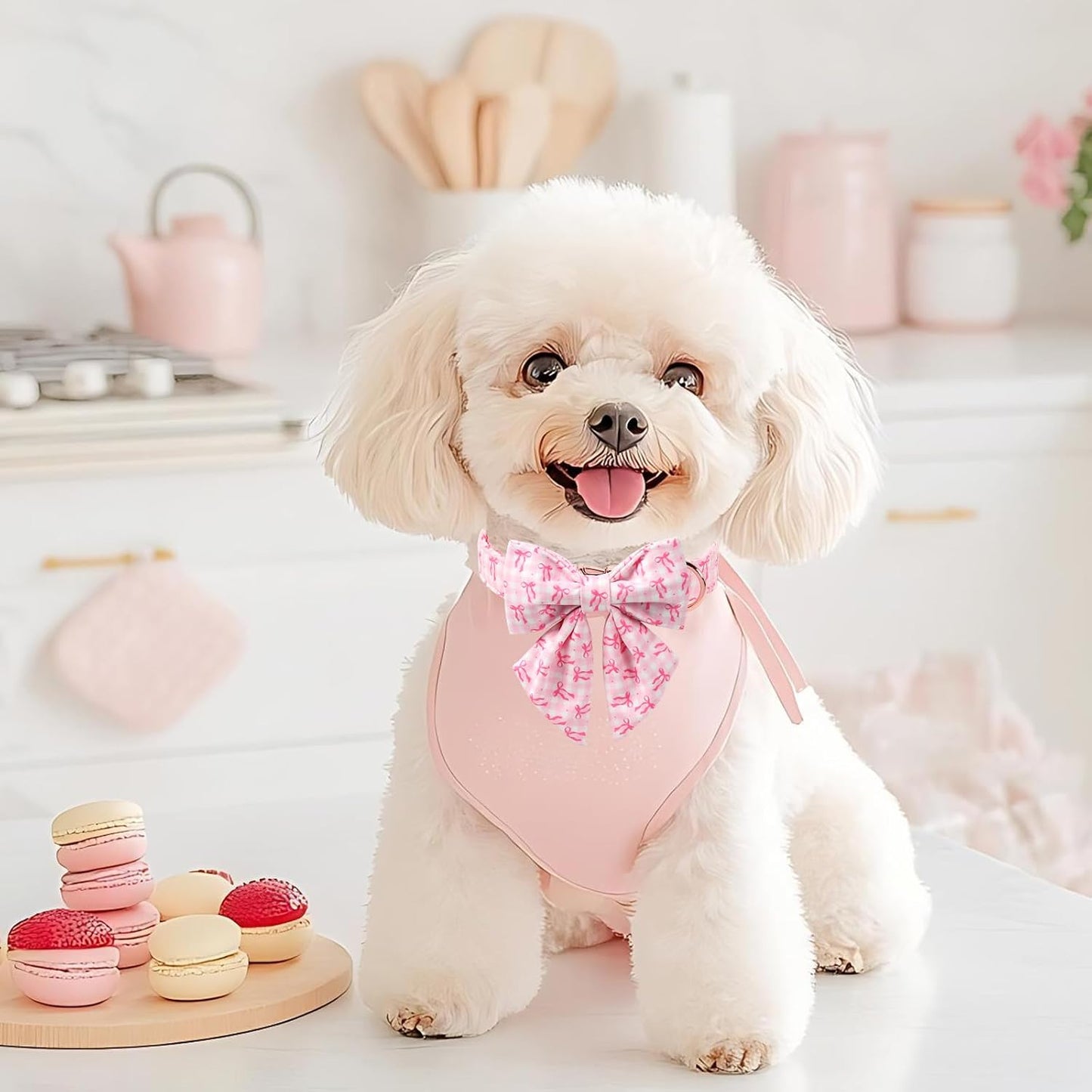 Collar perro con lazo rosa ajustable para perros S M L
