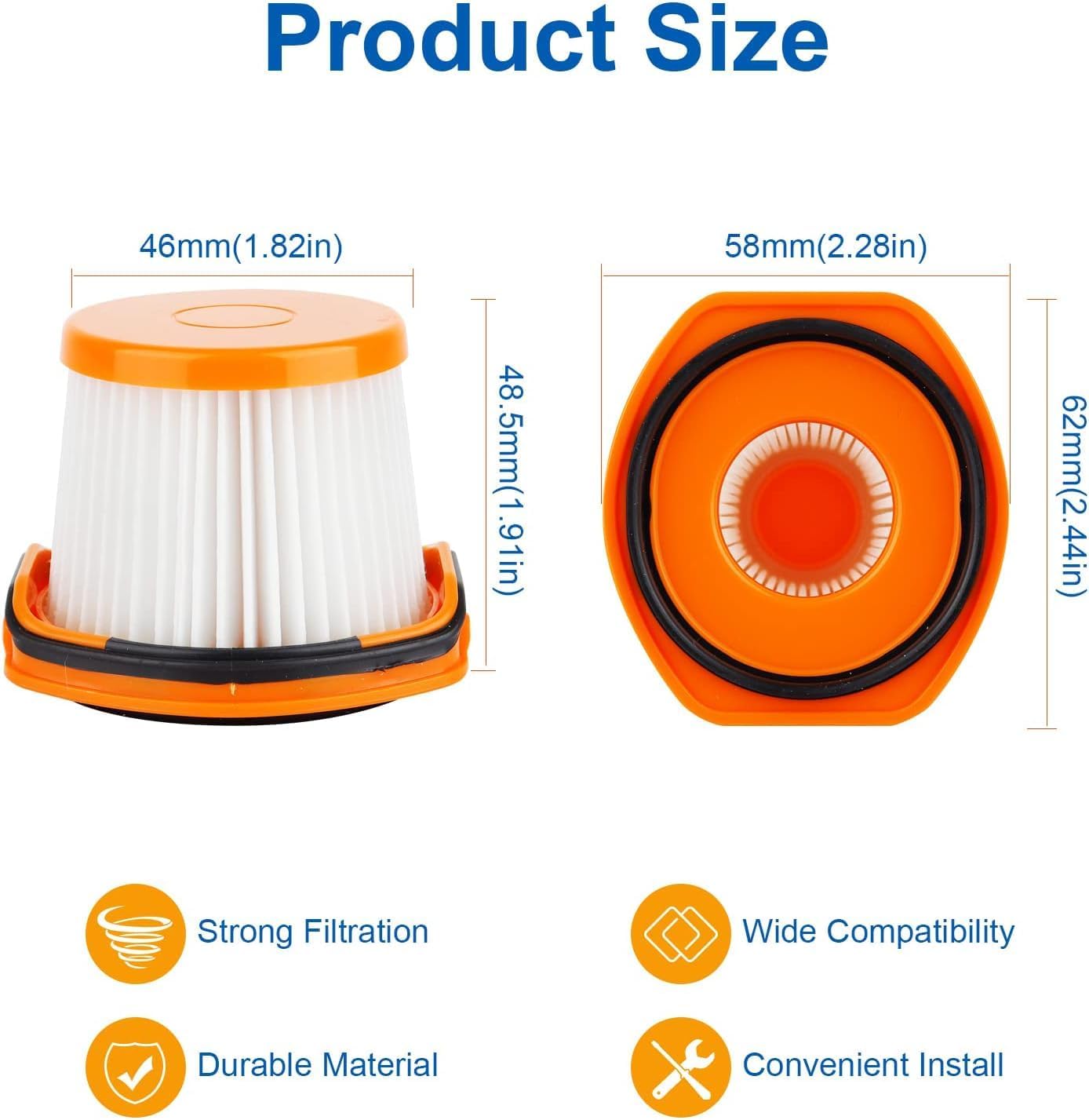 Filtro vacío repuesto para Shark Wandvac WS620 5uds