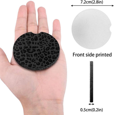 2 Pzas Cojines Copa Coche Antiempaque Negro Estampado Leopardo