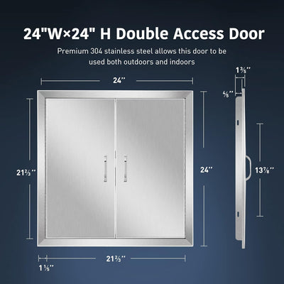 Puerta cocina exterior acero inox 304 24x24pulg doble
