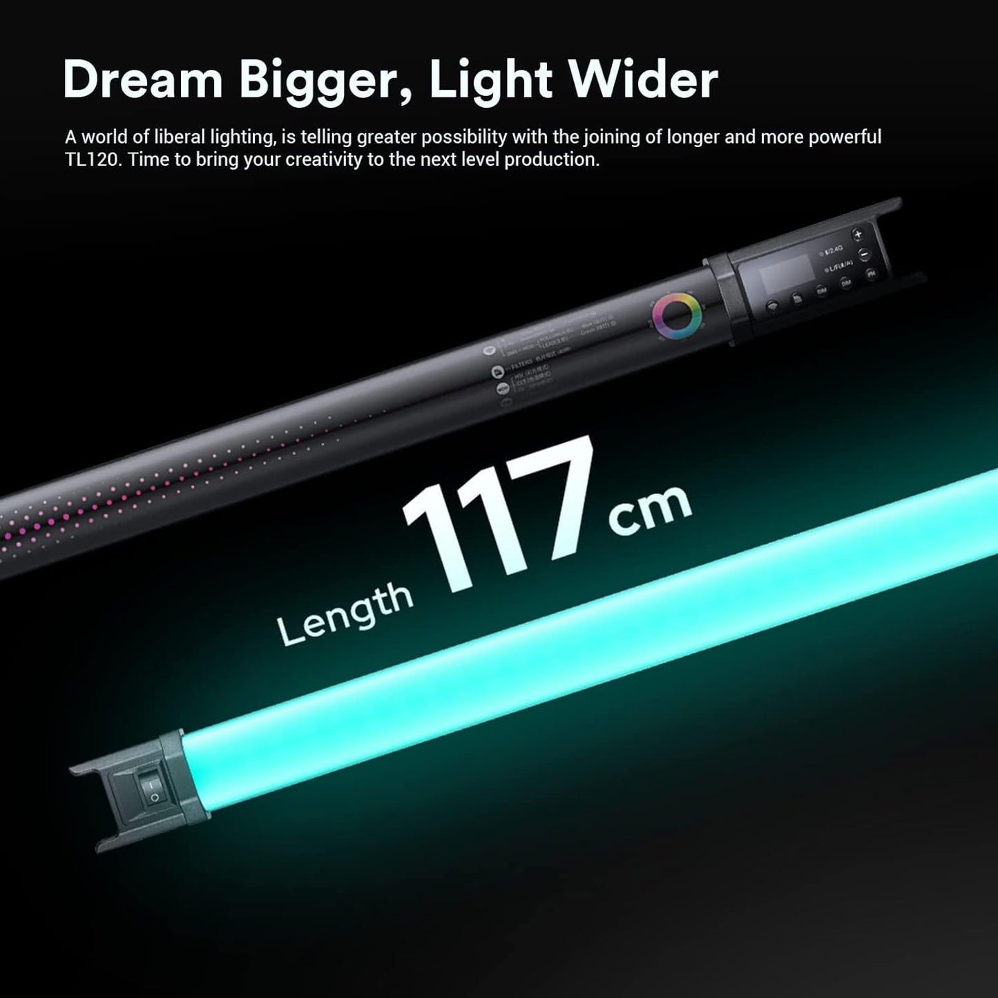Luz RGB LED regulable 2700K-6500K con batería 5200mAh y control DMX