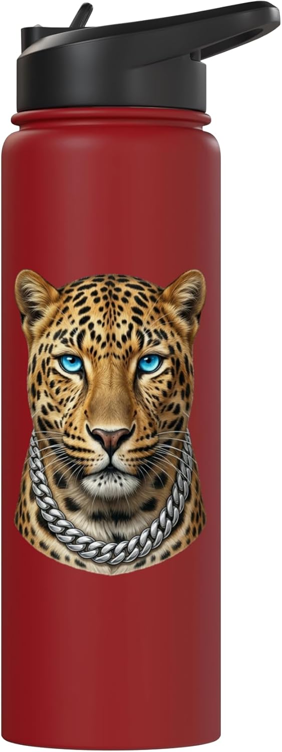 Botella de agua acero inoxidable estampado leopardo