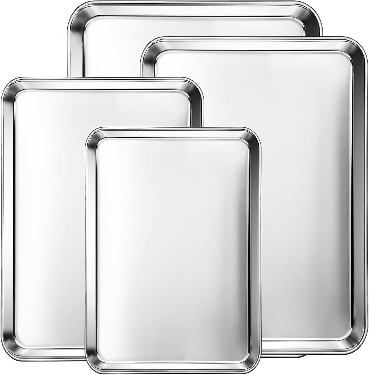 Juego de 4 bandejas de horno de acero inoxidable CEKEE resistentes antiadherentes