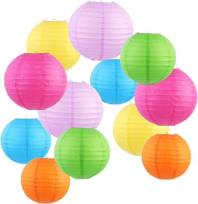 Faroles papel colgantes redondos multicolor para fiestas y jardín
