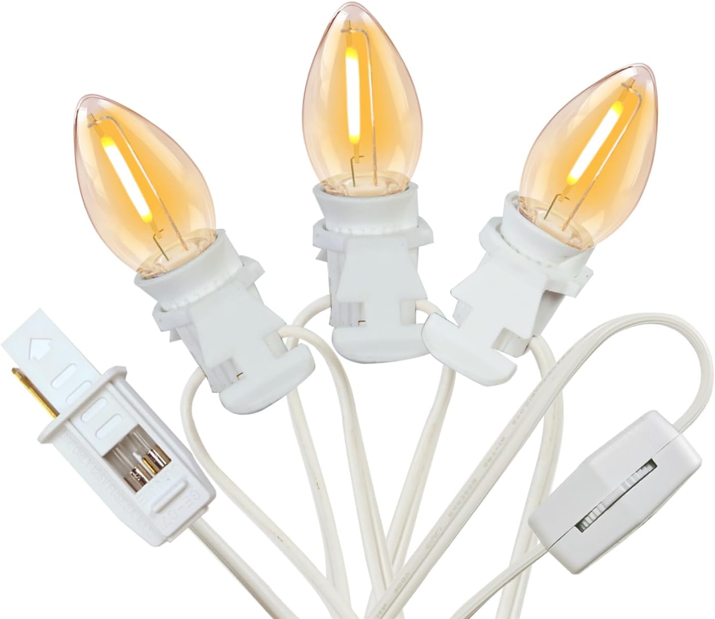 3 Bombillas C7 Led Con Cable Blanco Interruptor Universal
