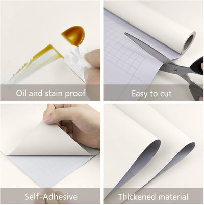 Papel tapiz adhesivo crema 15.7x196pulg autoadhesivo para paredes