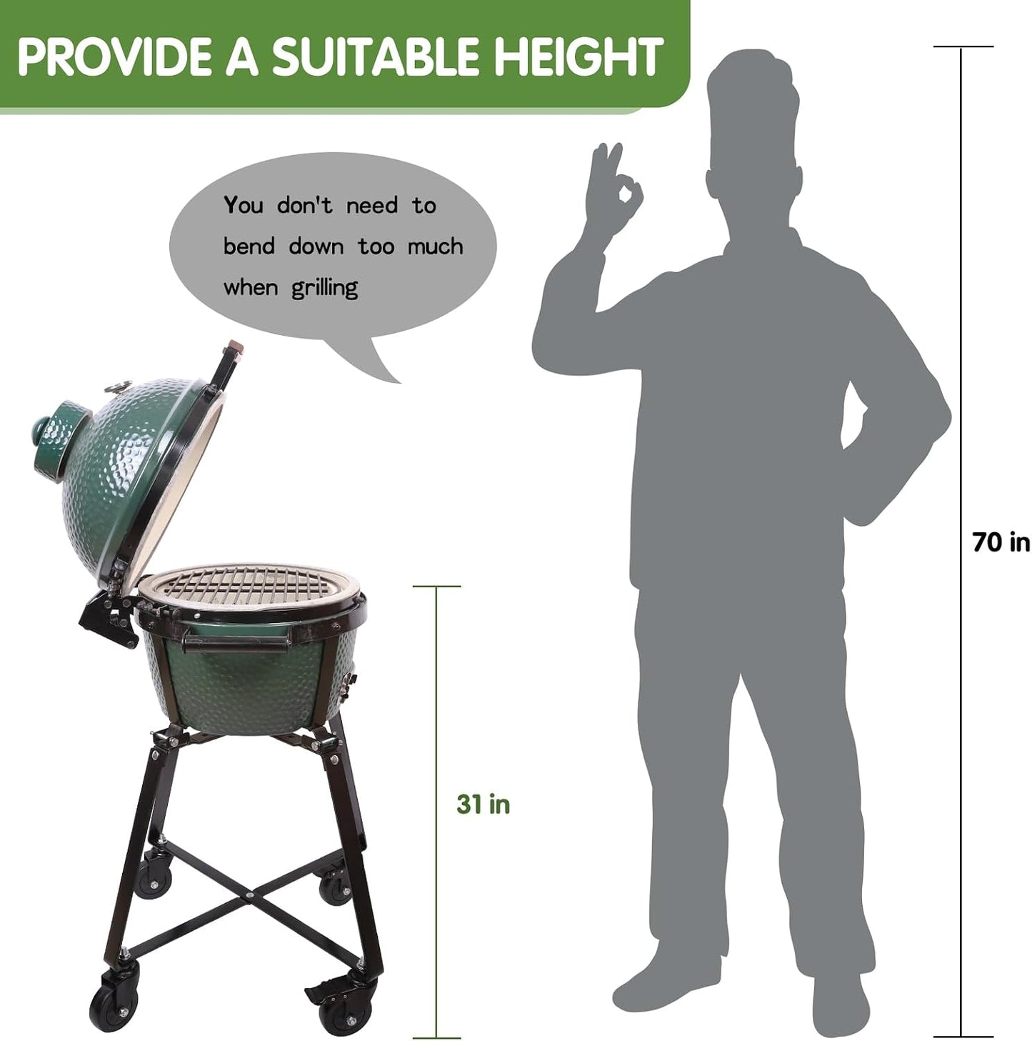 Nido rodante Big Green Egg soporte acero ruedas bloqueo