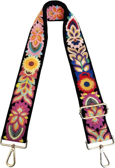 Cartera bandolera ajustable con correa tejida colorida 2pulg