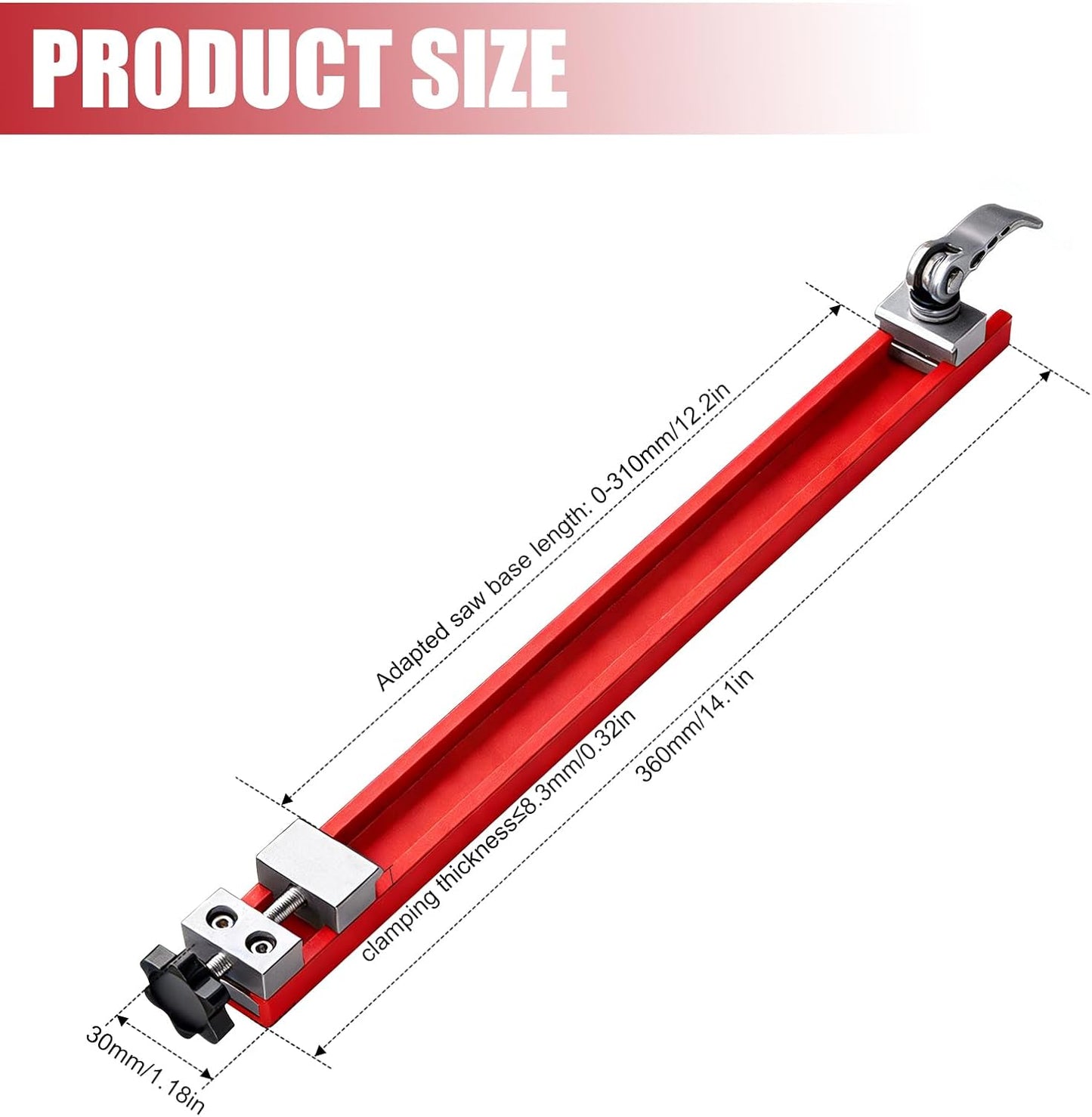 Riel guía sierra 12pulg aluminio ajustable carpintería