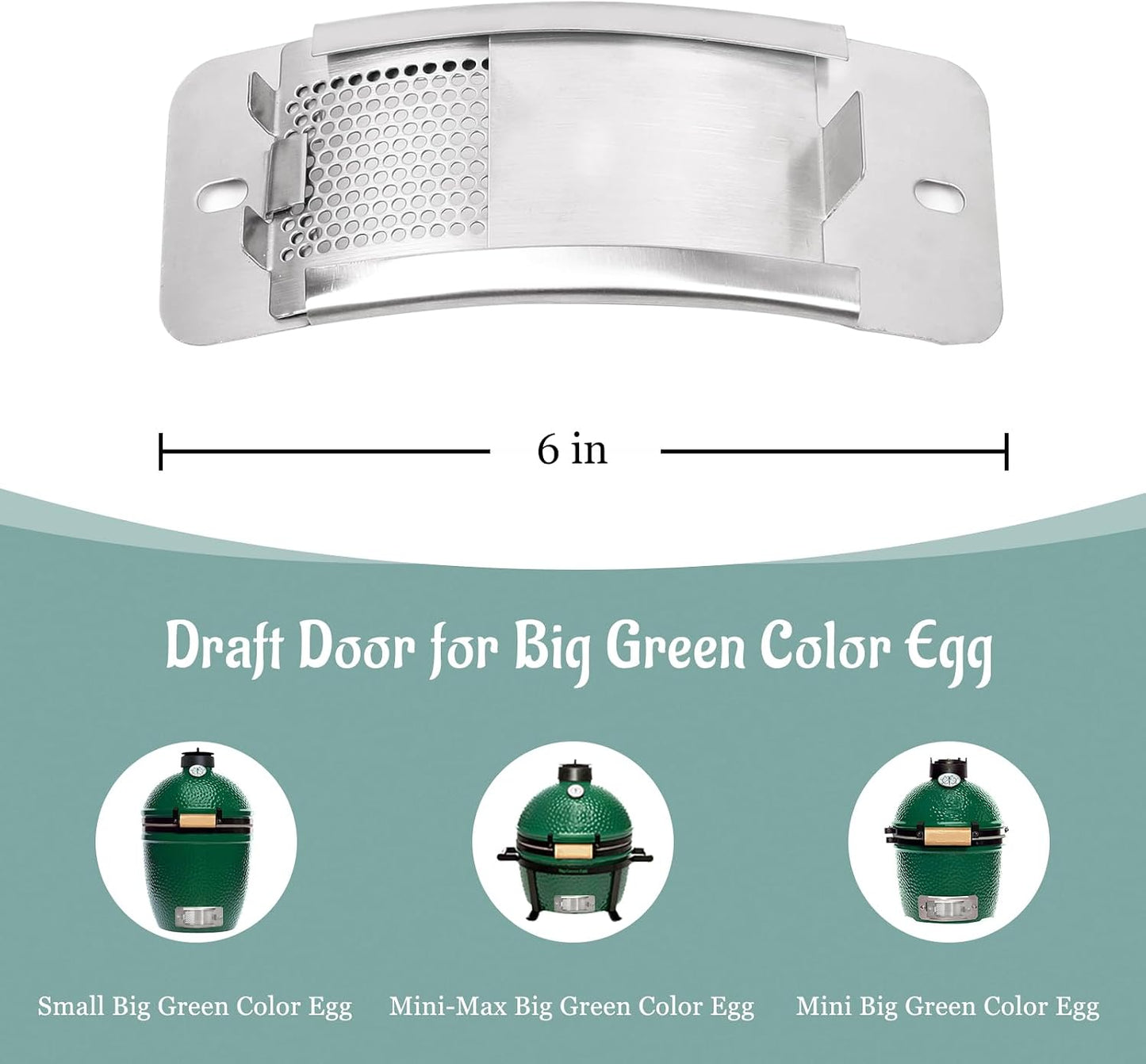 Puerta tiro acero inox para Green Egg con panel malla