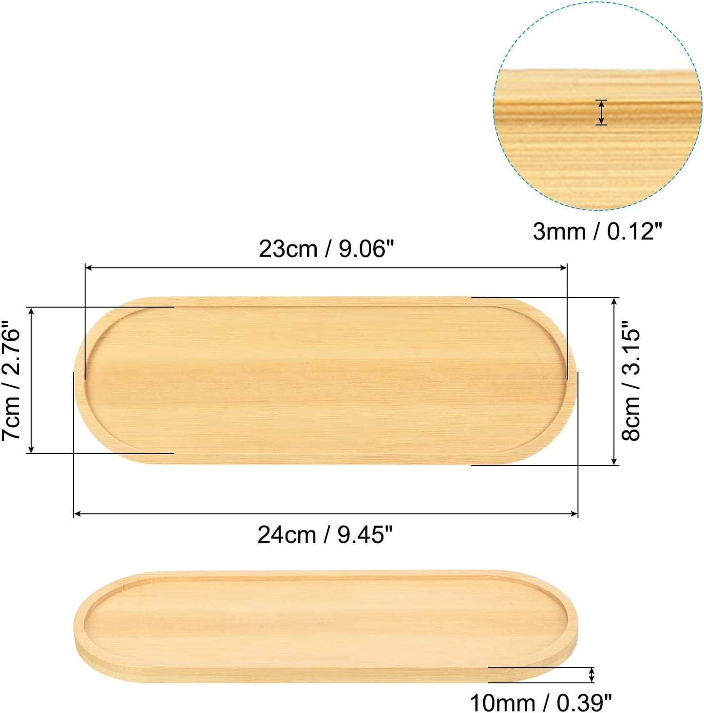 Platillo macetas 9x3pulg set 4 bandejas goteo bambú
