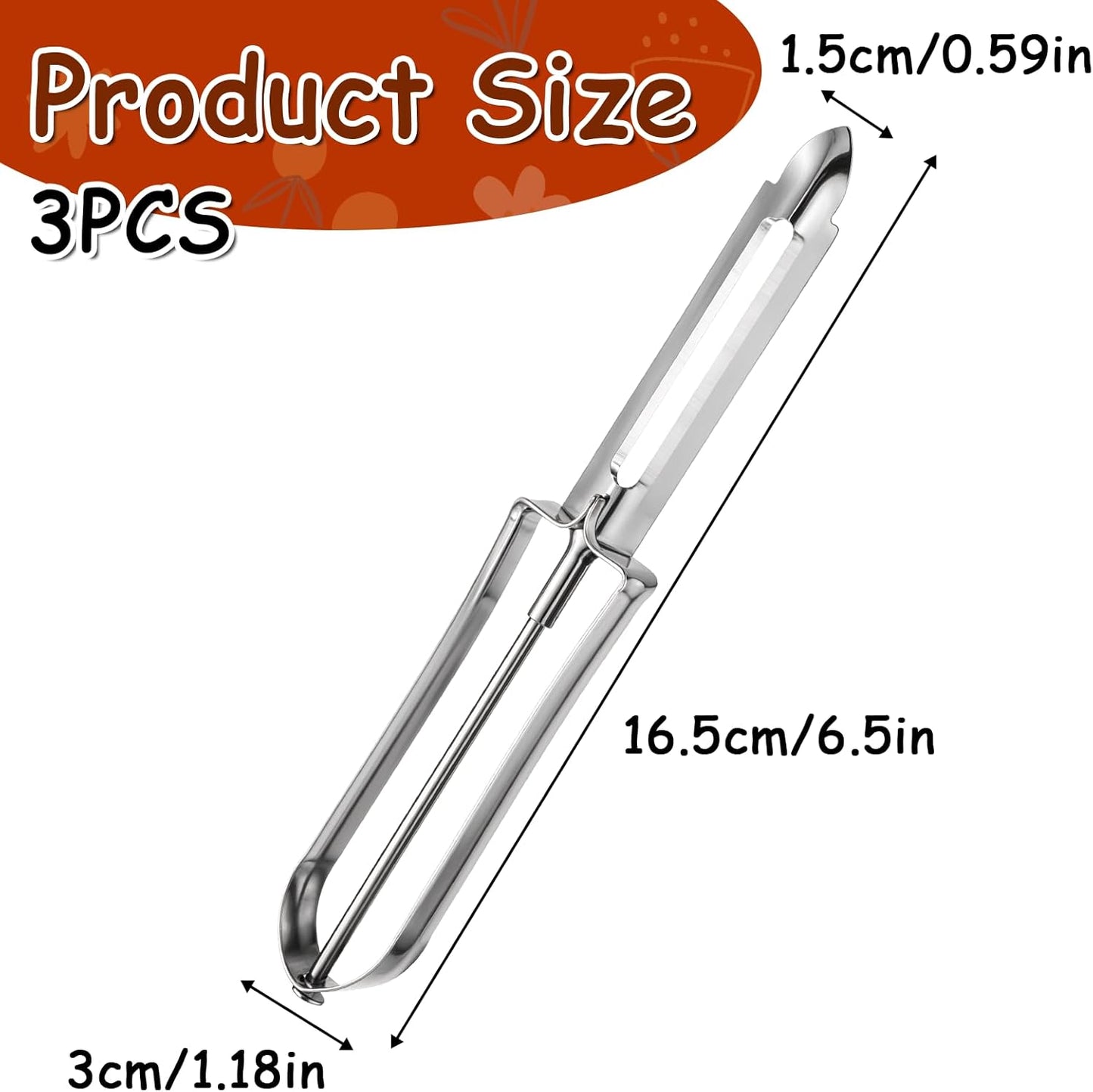 3 Peladores Acero Inox Multifunción Verduras Frutas
